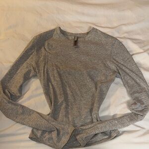 SKIMS Grey Cotton Jersey Long Sleeve Top